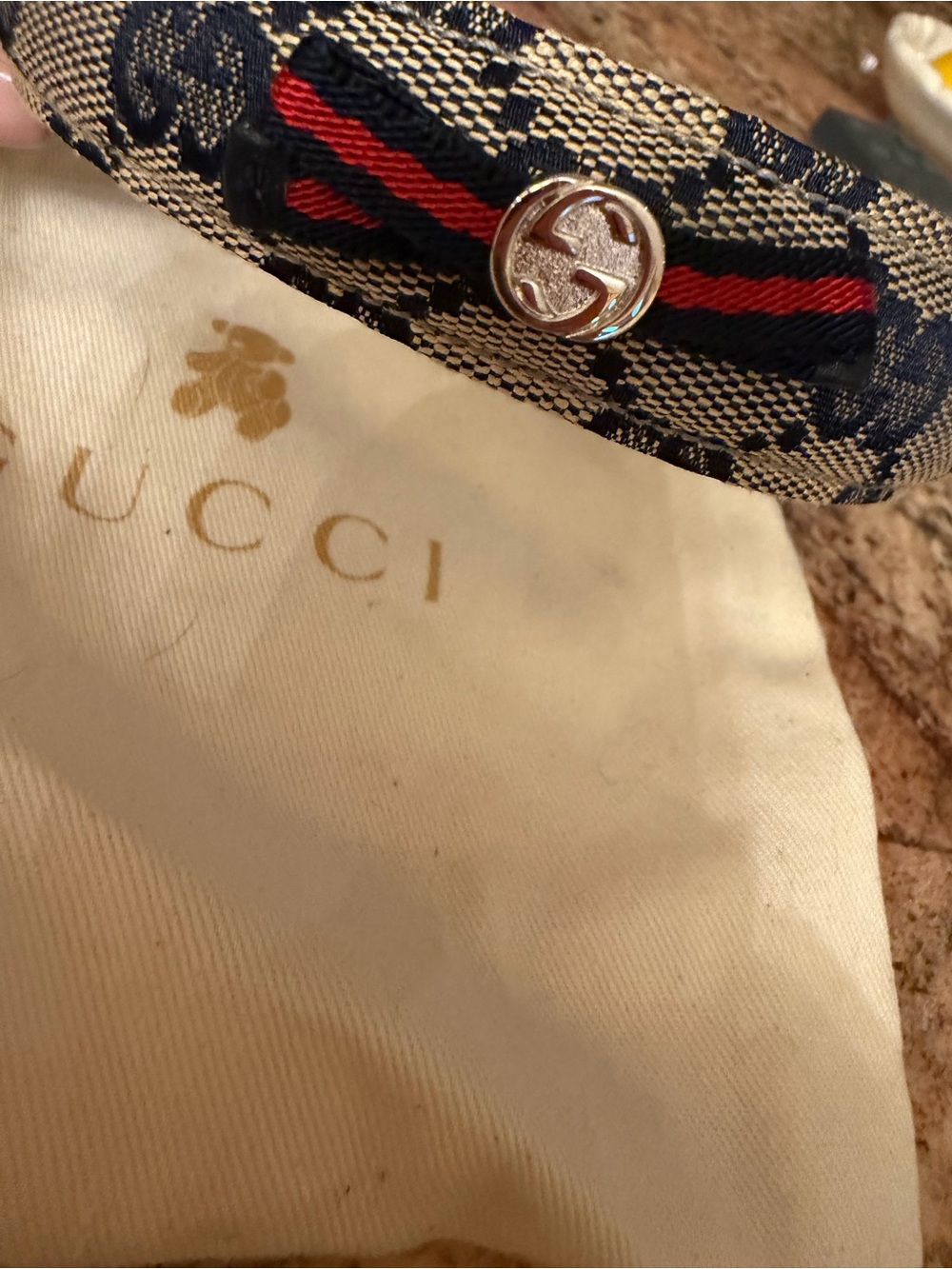 Gucci Black and Beige Monogram Canvas Headband for girls